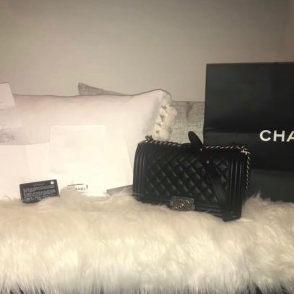 Chanel le boy old medium lamb skin bag